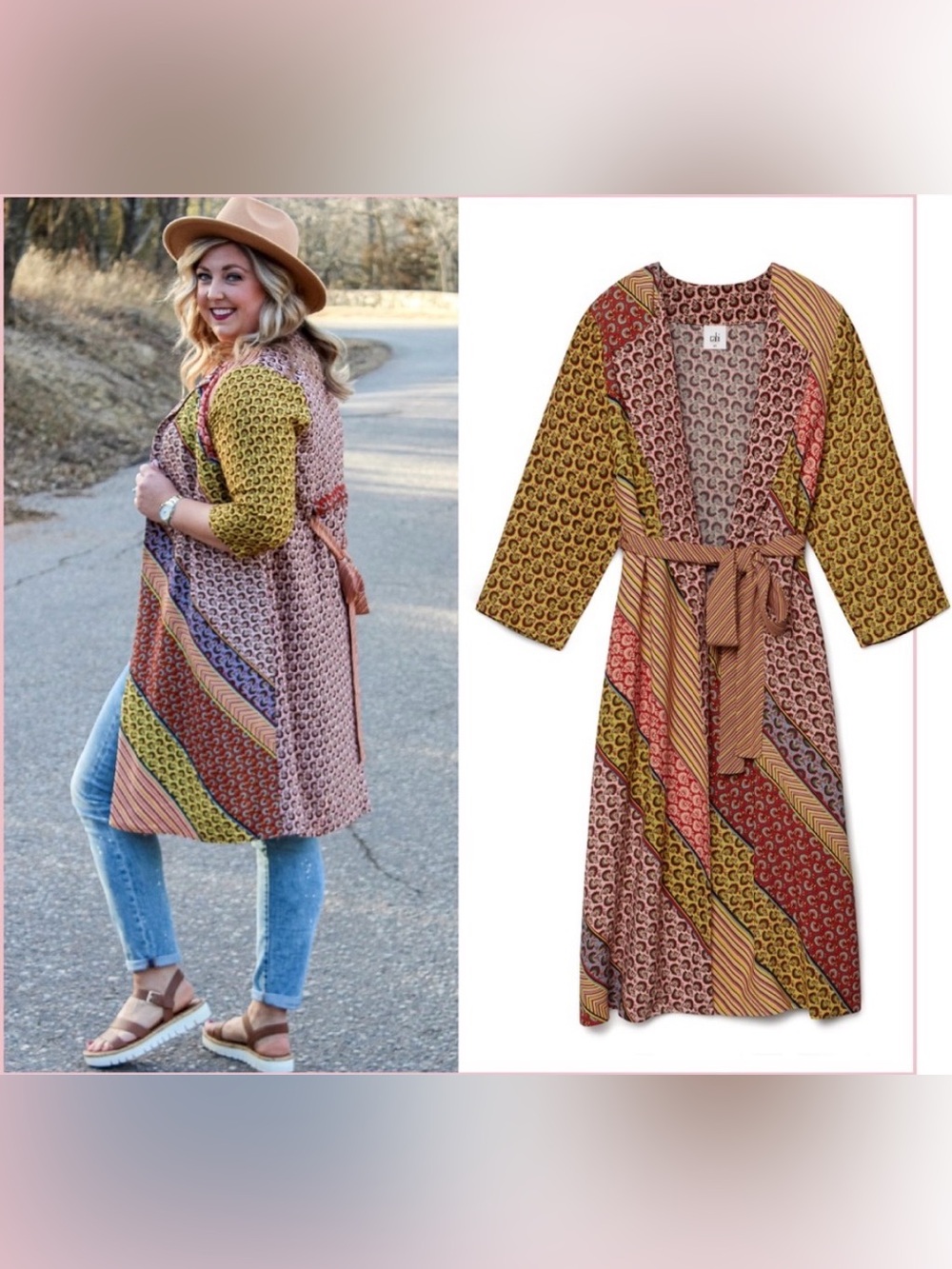 CAbi Style 5664 Poet Jacket Boho Patchwork Multicolor Kimono Cardigan Size Small
